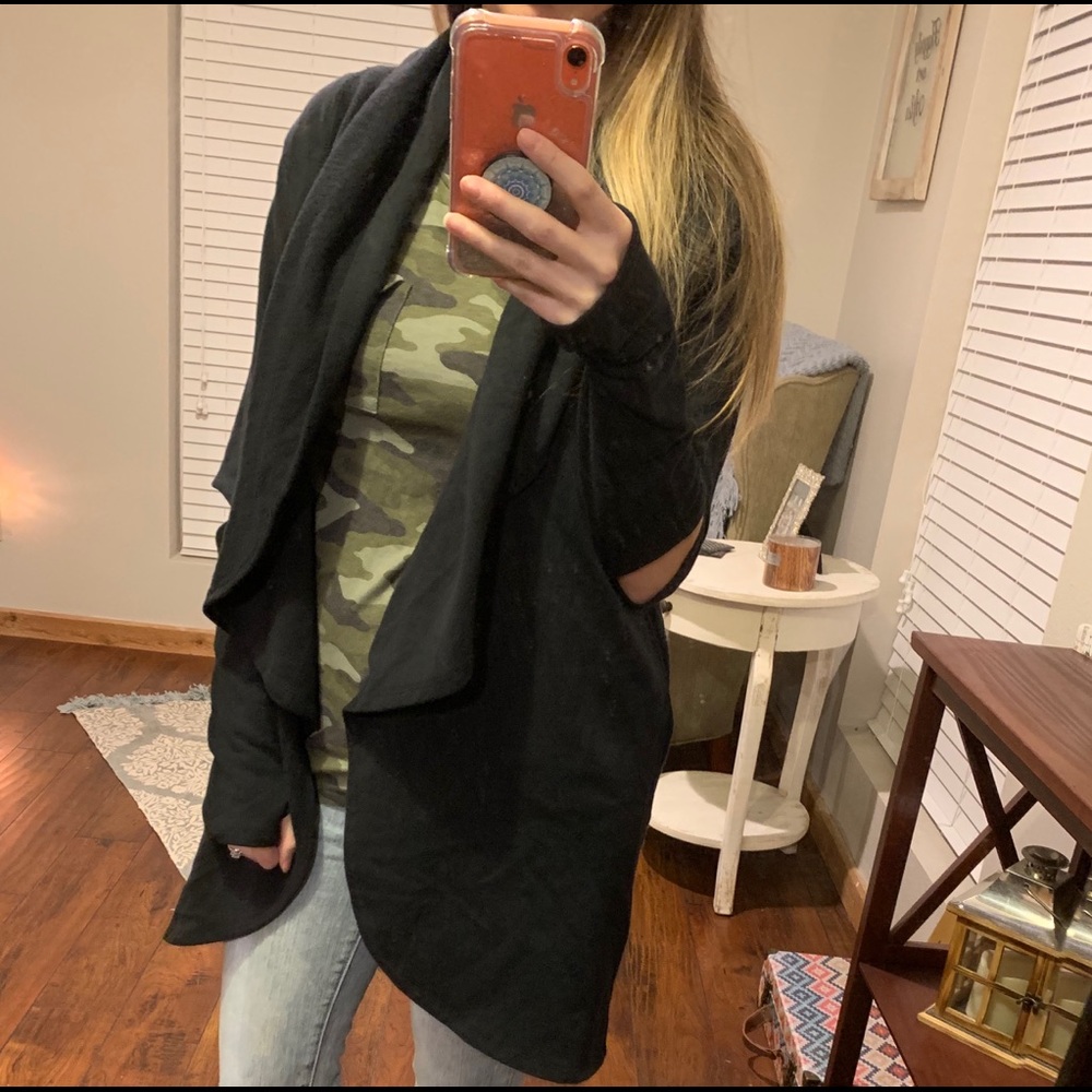 Black tunic cardigan jacket